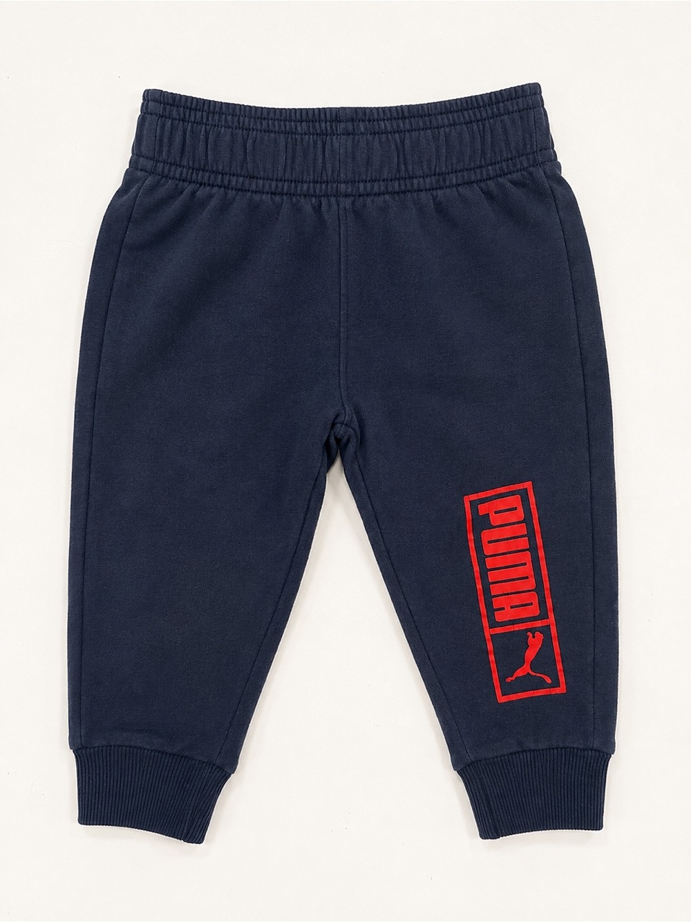 Puma Navy Joggers with Red Logo Graphic